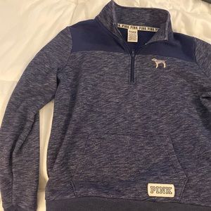 Medium Navy Blue Pink VS sweatshirt w zipper. Gently used.
